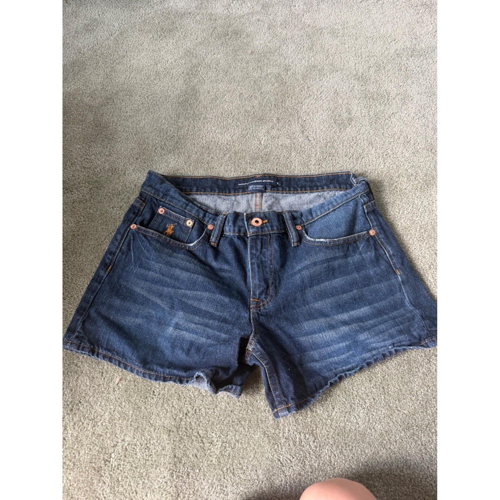 Ralph Lauren Sport Womens Denim Shorts Dark Wash Cotton Size 8 Pony Logo